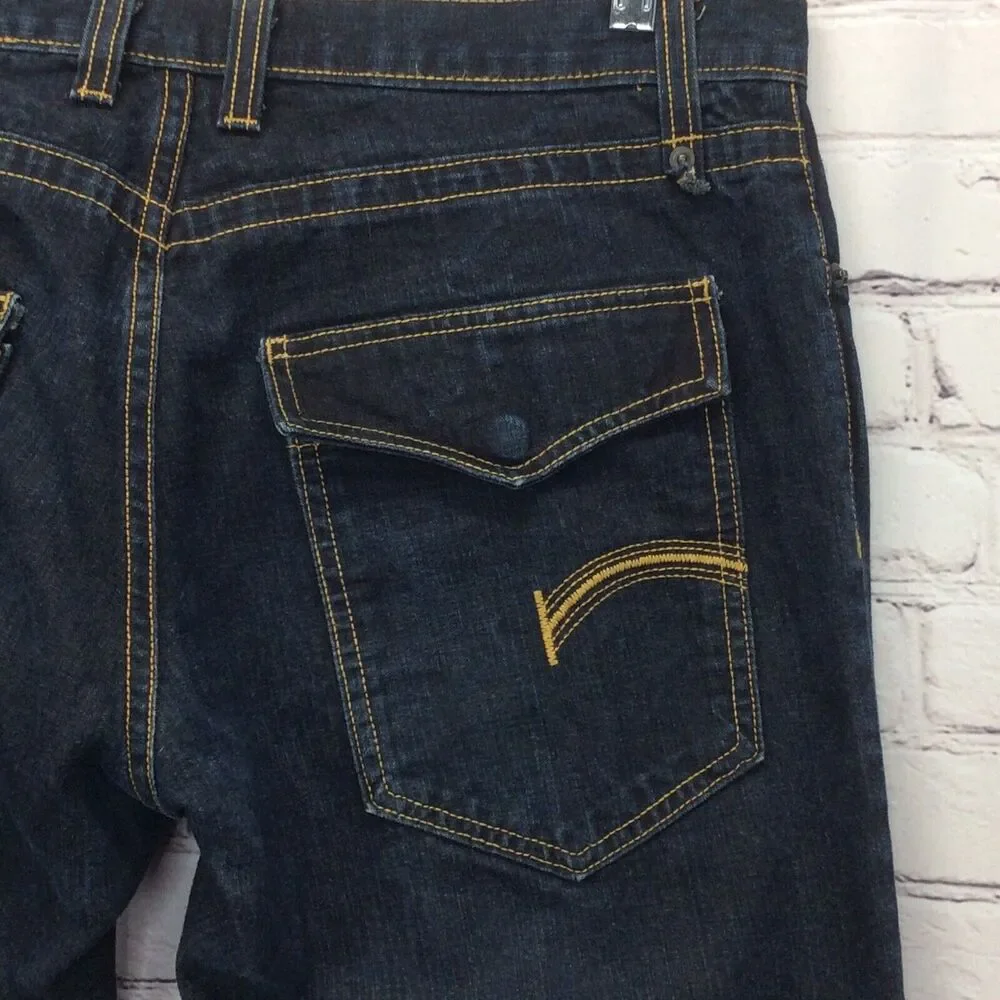 Rank Brand Jeans Men’s Sz 34x32 Dark Wash Stretch Flap Back Pockets Made In USA